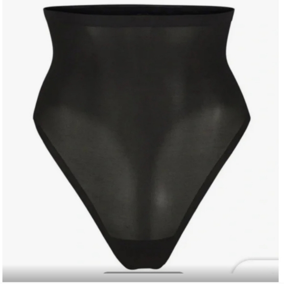 NWT SKIMS Sheer Power Mesh Sculpt High Waist Thong Onyx Black NEW - Picture 10 of 10